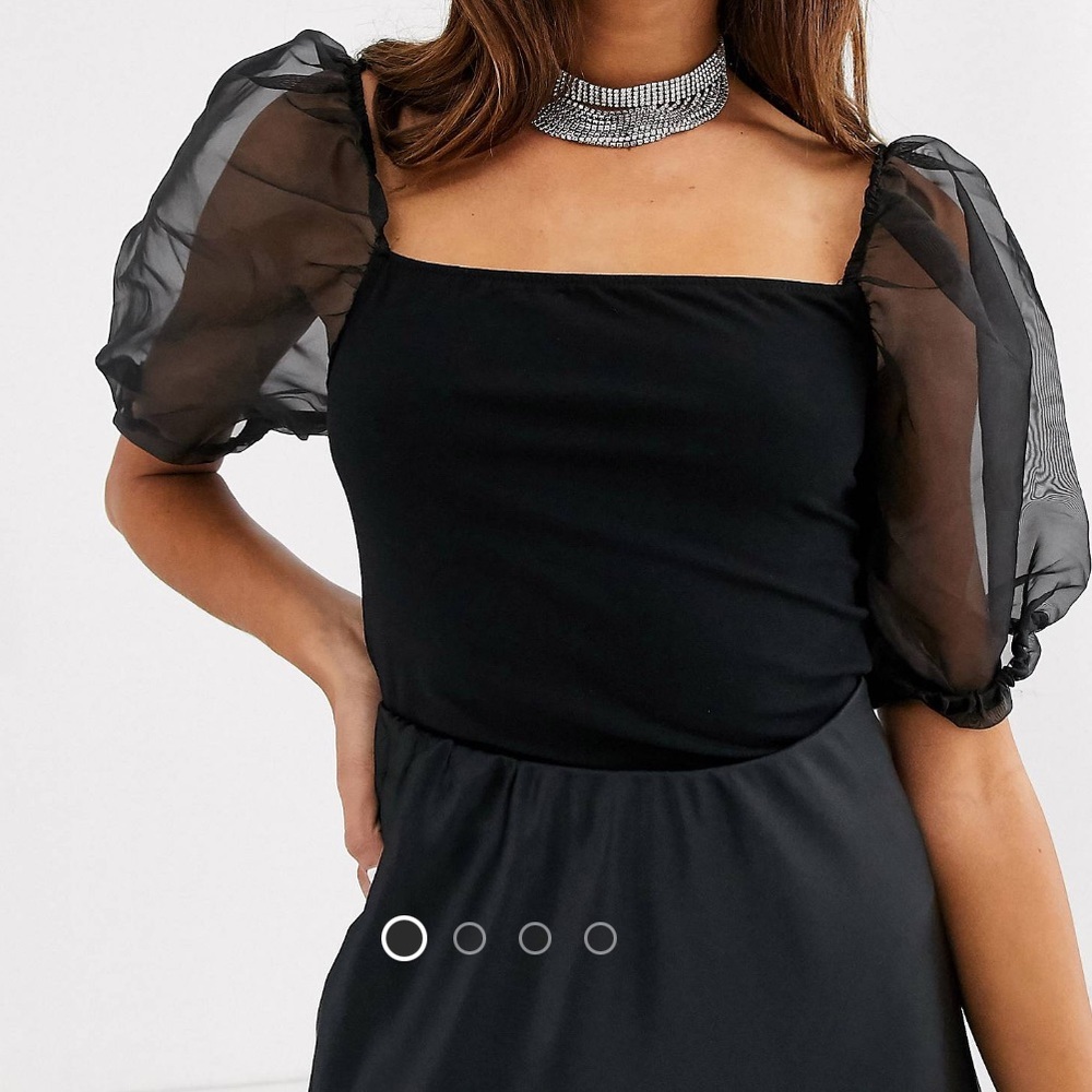 Organza puff sleeve top